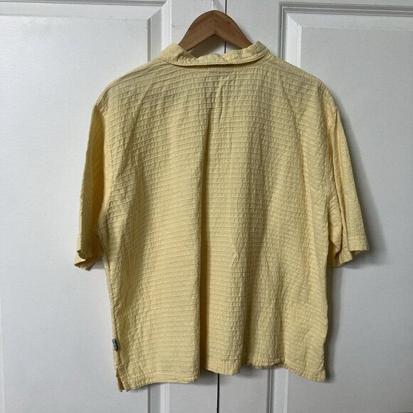 Vintage Mirage Cotton Gauze Shirt Womens Yellow 90s Beach Coastal - Picture 3 of 5
